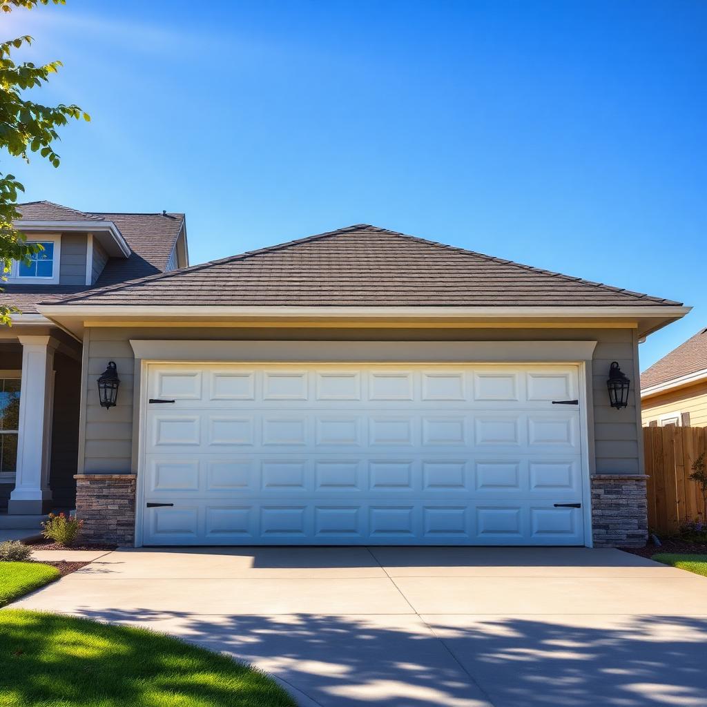 Homeowner inspecting garage door weatherstripping in summer